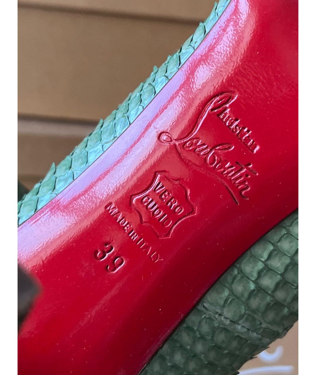CHRISTIAN LOUBOUTIN Зеленые туфли из экзотической кожи, фото 7