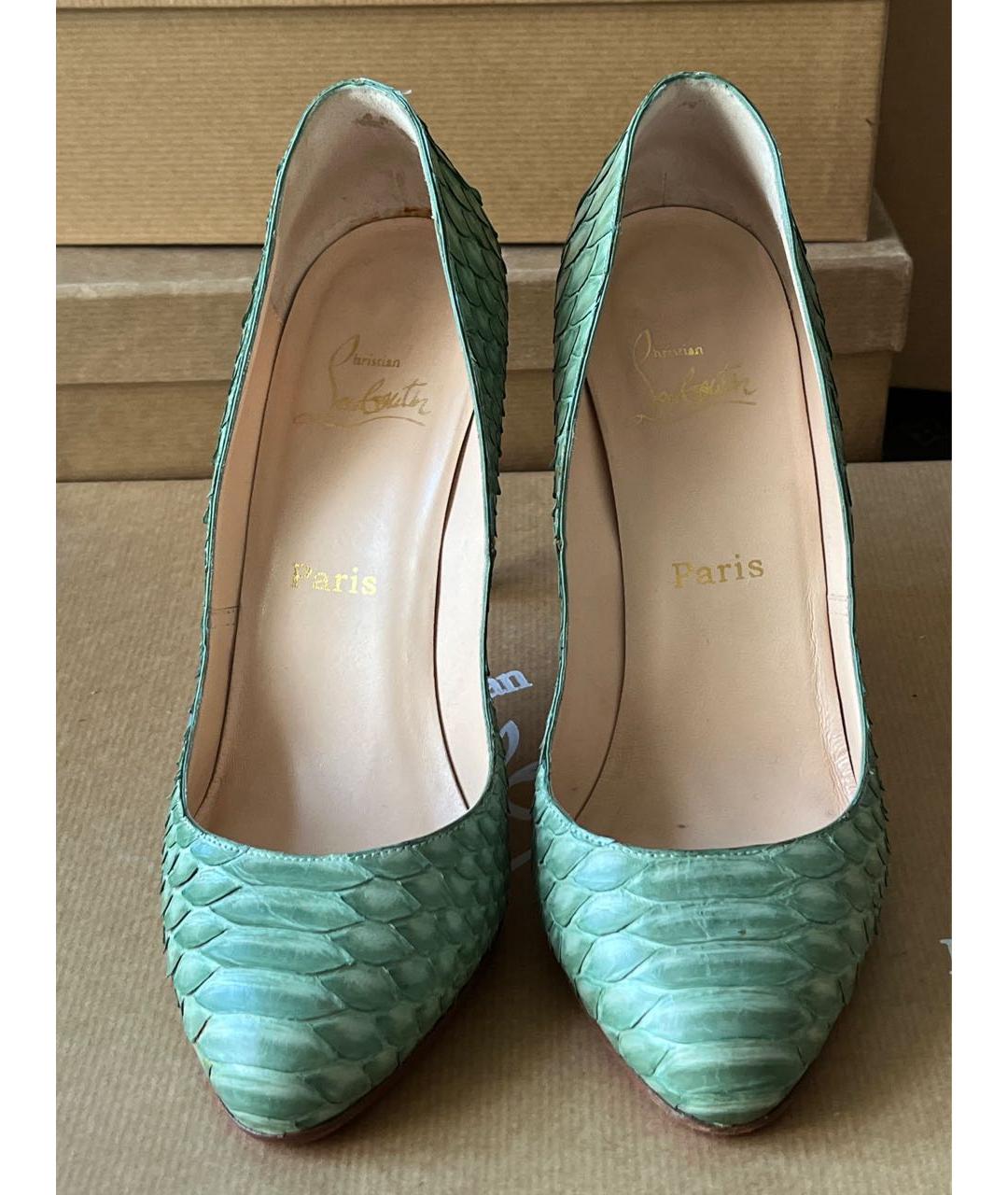 CHRISTIAN LOUBOUTIN Зеленые туфли из экзотической кожи, фото 5
