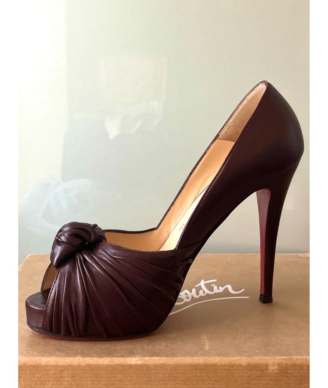 CHRISTIAN LOUBOUTIN Коричневые кожаные туфли, фото 9