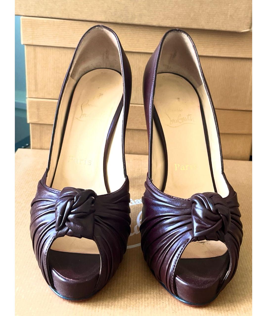 CHRISTIAN LOUBOUTIN Коричневые кожаные туфли, фото 4
