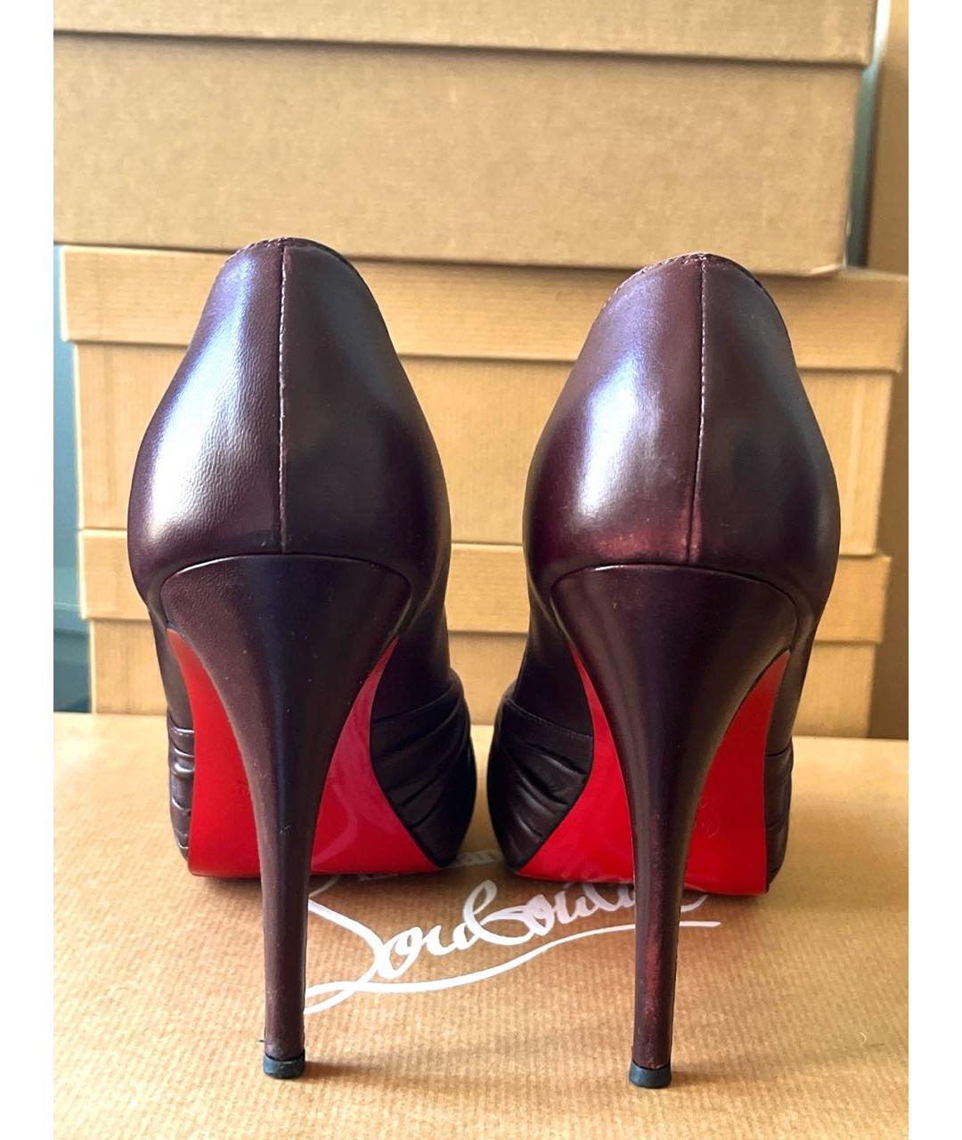 CHRISTIAN LOUBOUTIN Коричневые кожаные туфли, фото 3