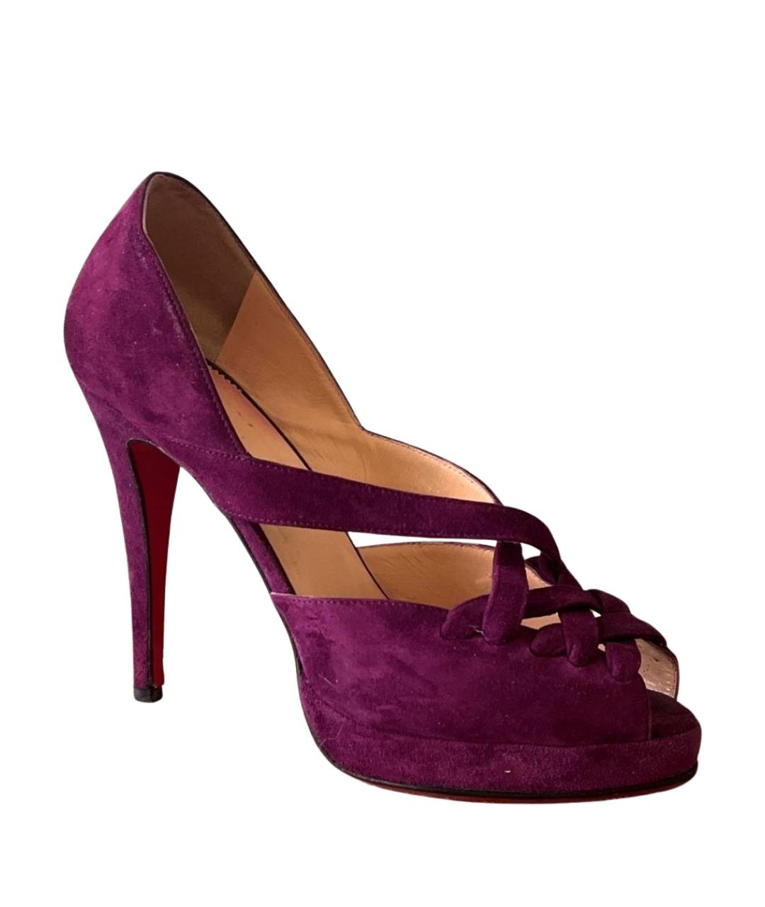 CHRISTIAN LOUBOUTIN Фиолетовые замшевые босоножки, фото 1