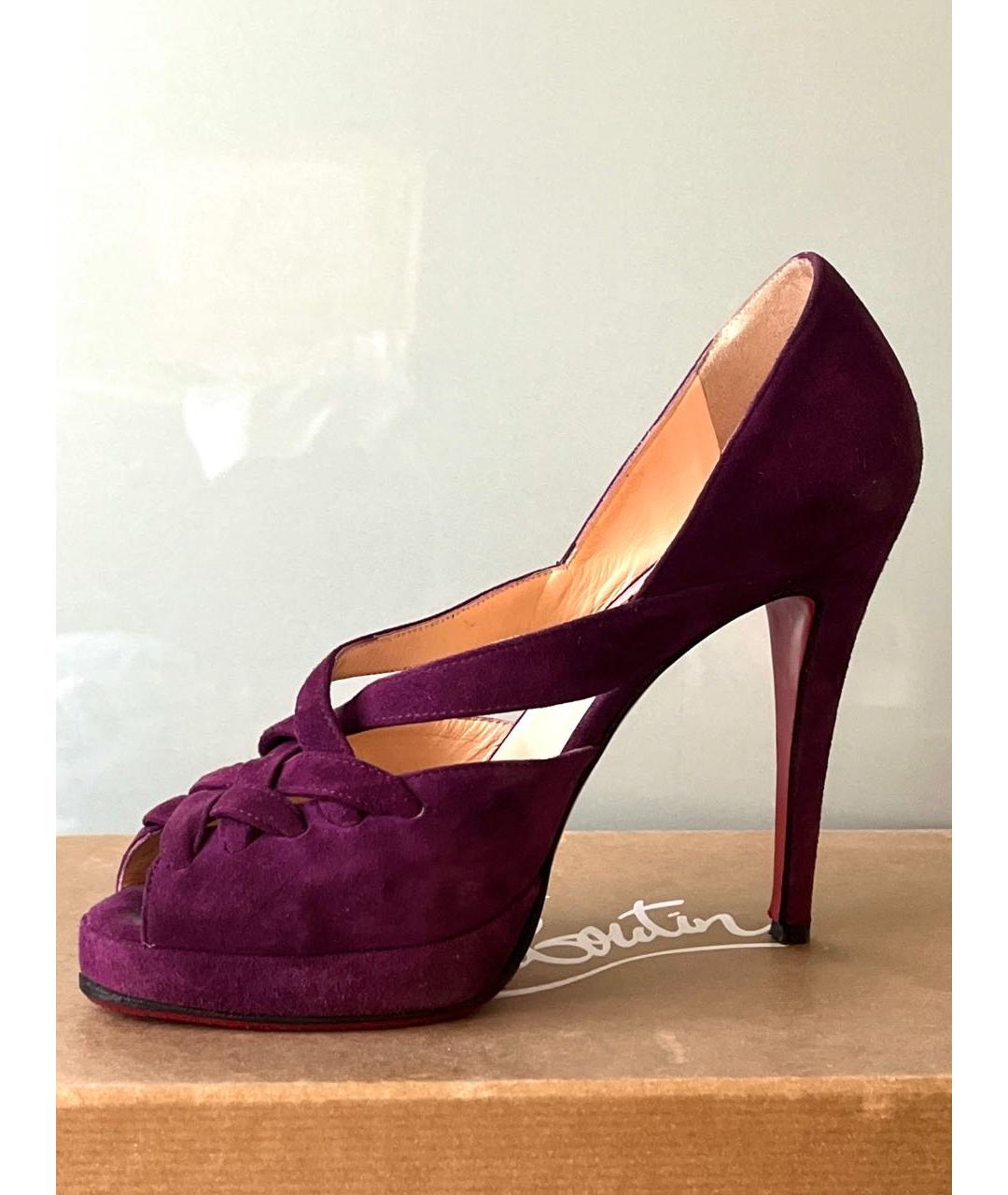 CHRISTIAN LOUBOUTIN Фиолетовые замшевые босоножки, фото 2