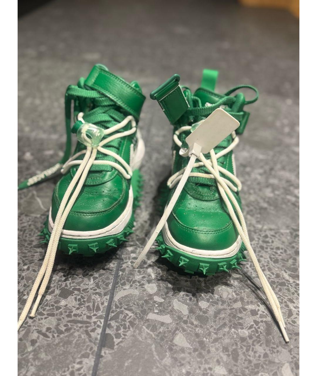 NIKE X OFF-WHITE Зеленые кожаные кеды, фото 2