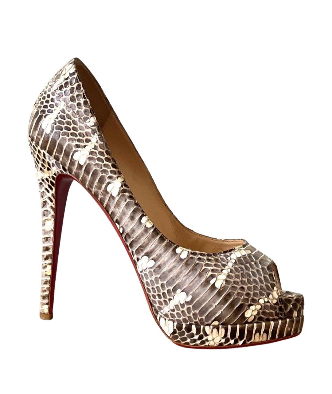 CHRISTIAN LOUBOUTIN Коричневые туфли из экзотической кожи, фото 1