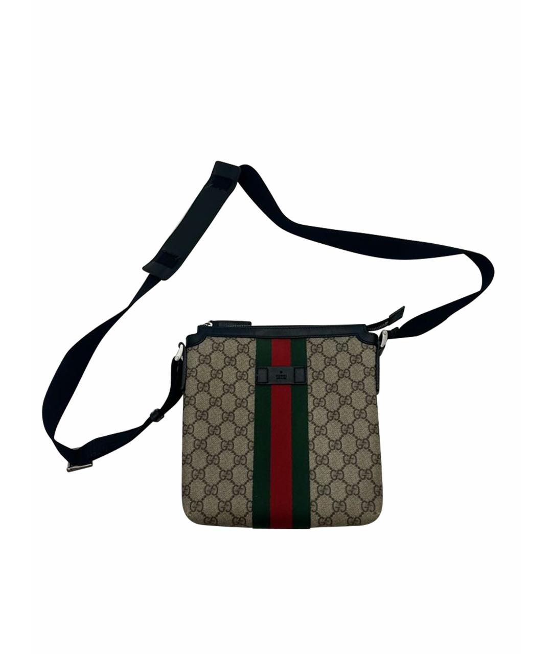 GUCCI Бежевая кожаная поясная сумка, фото 1