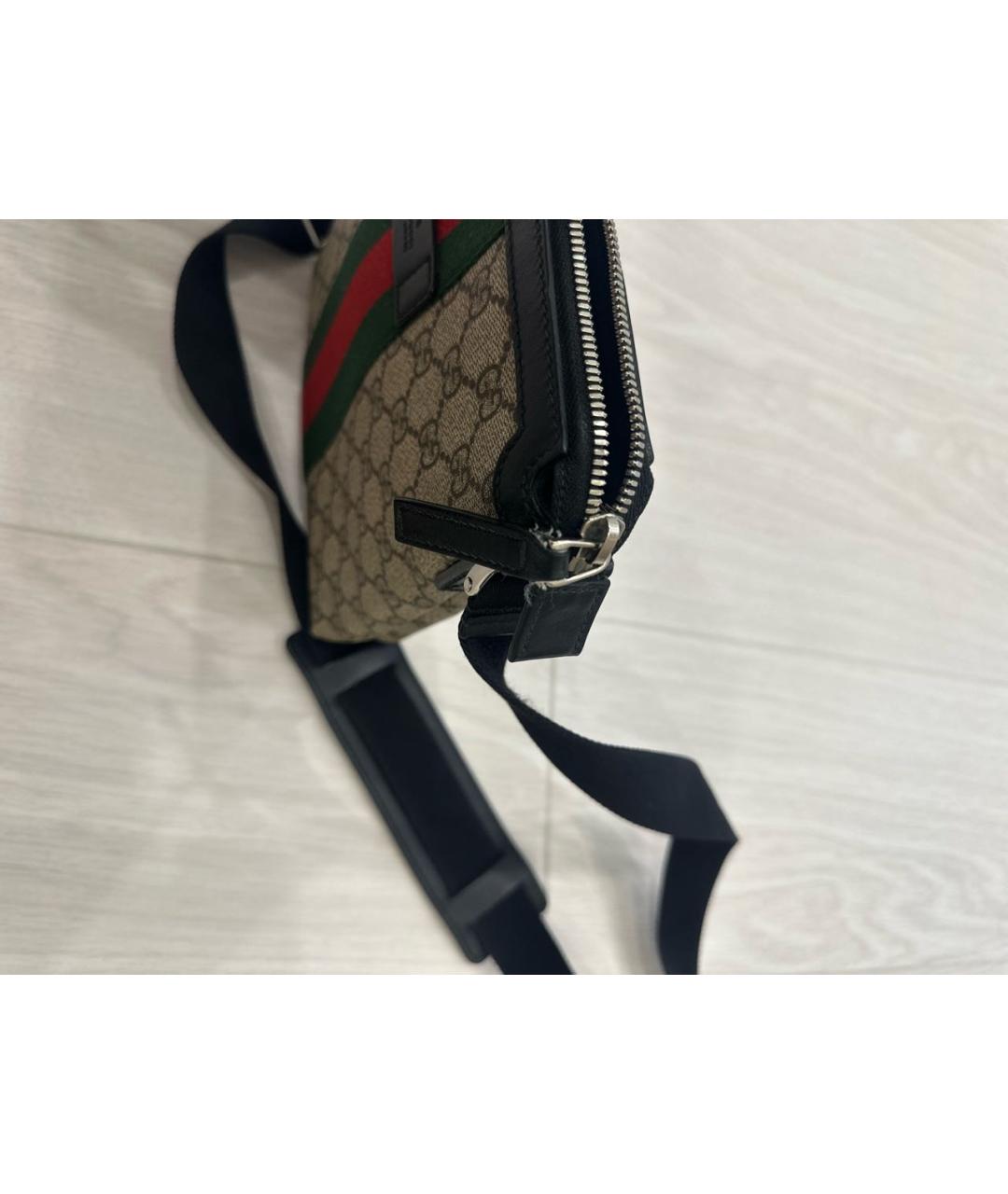 GUCCI Бежевая кожаная поясная сумка, фото 7