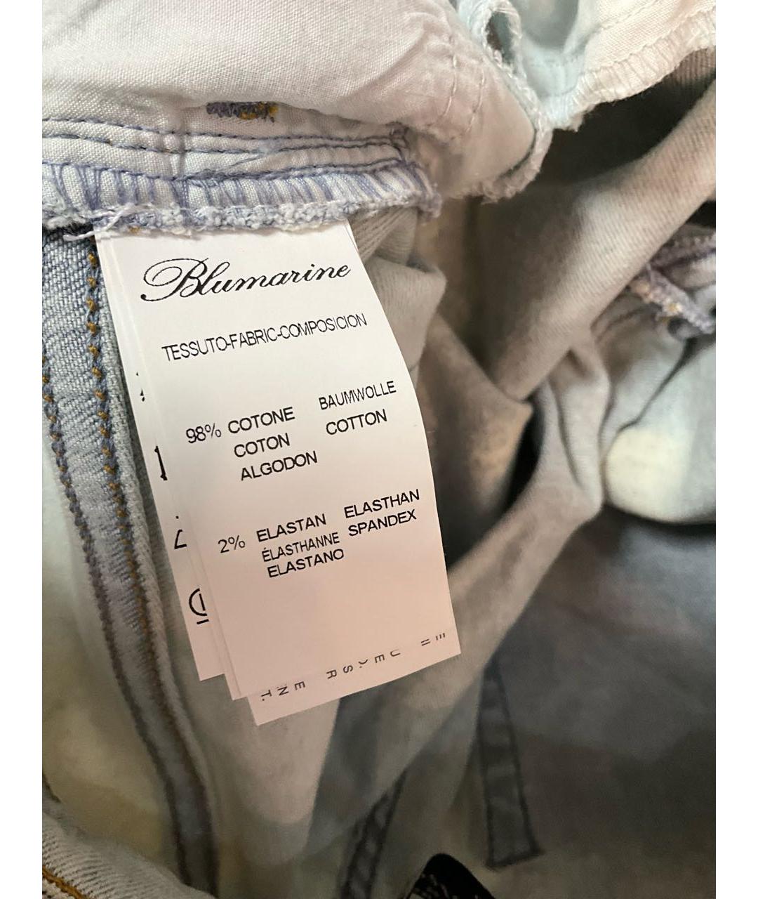 BLUMARINE Голубые хлопко-эластановые прямые джинсы, фото 5
