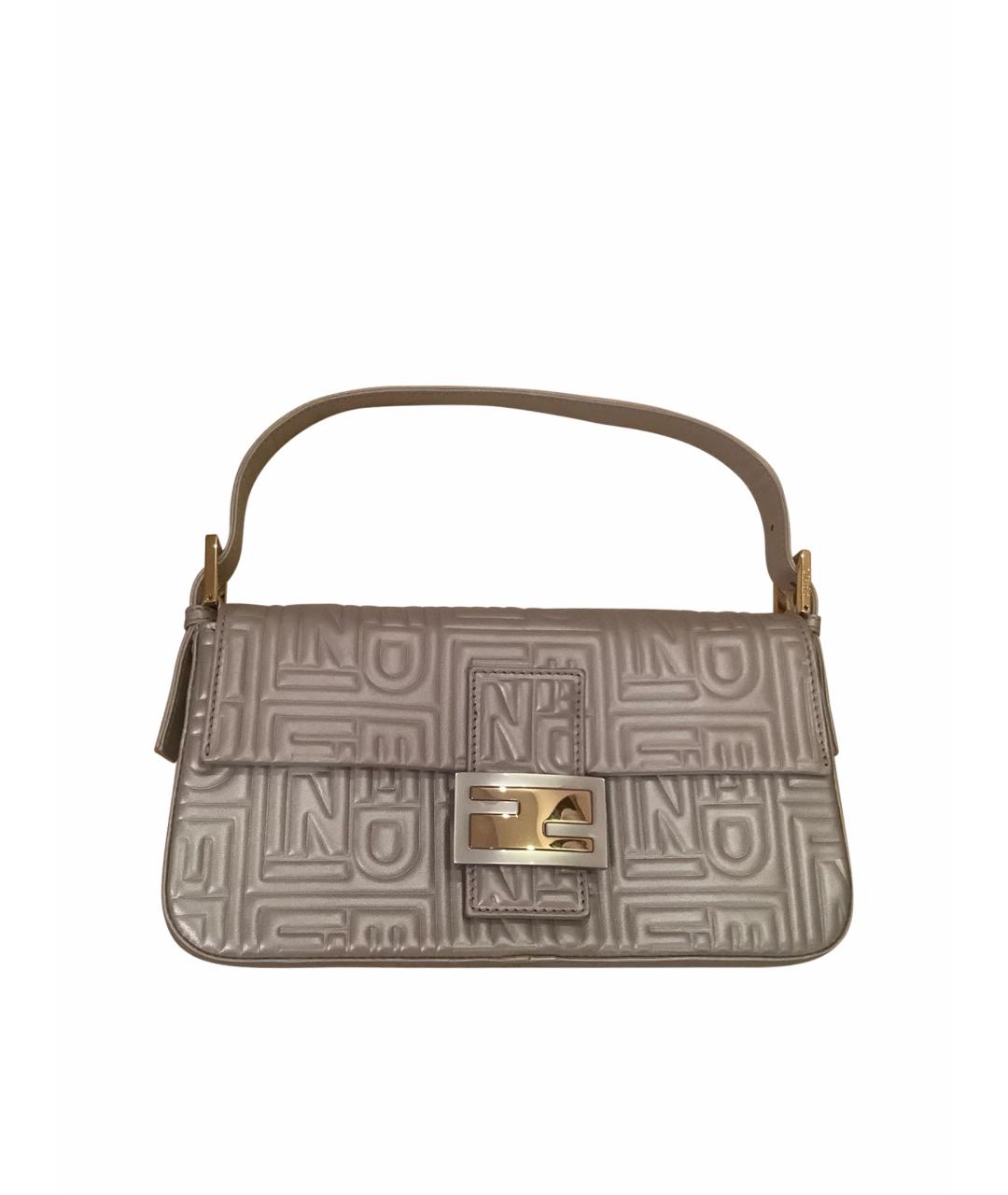 FENDI Серая кожаная сумка с короткими ручками, фото 1