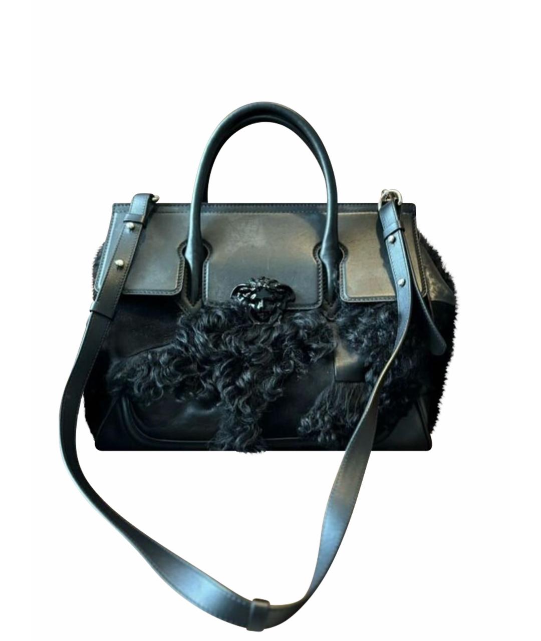 VERSACE Черная кожаная сумка тоут, фото 1