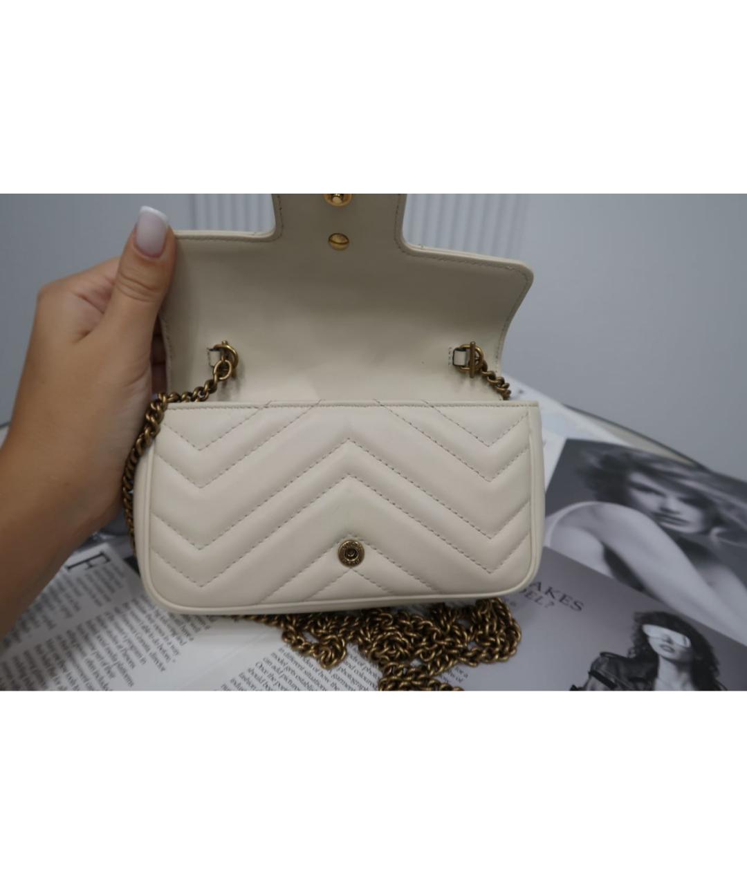 GUCCI Белая кожаная сумка через плечо, фото 4