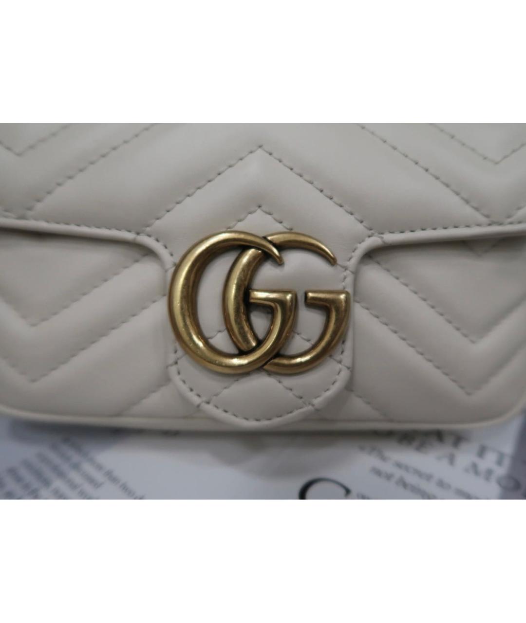 GUCCI Белая кожаная сумка через плечо, фото 5