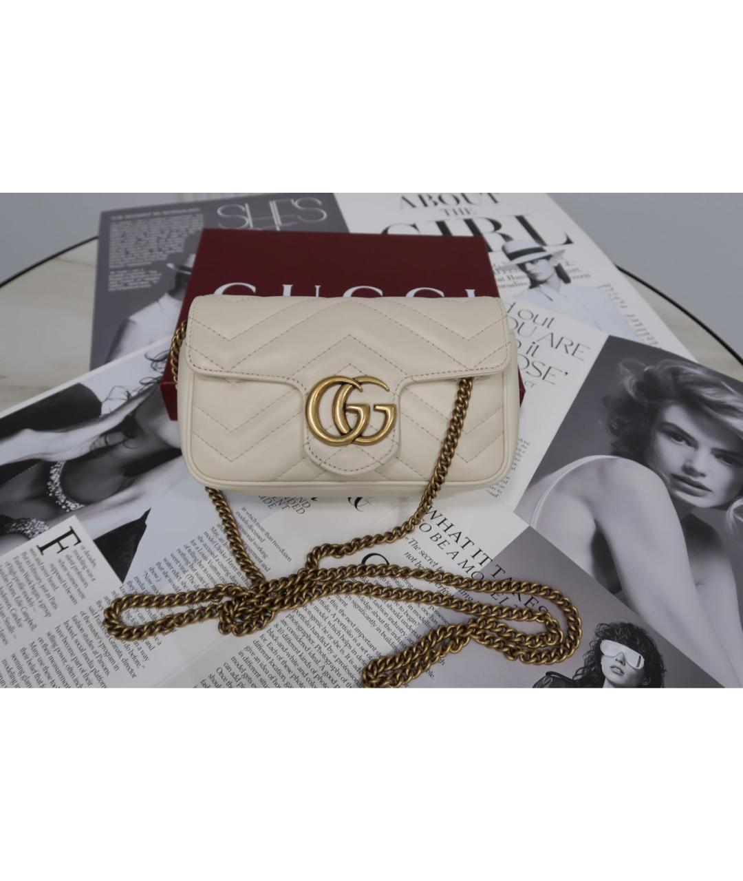 GUCCI Белая кожаная сумка через плечо, фото 3