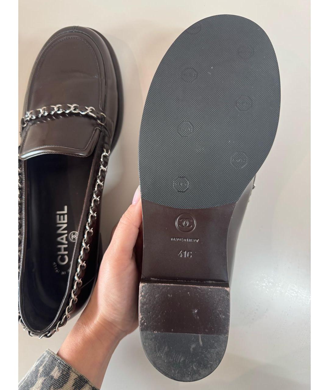 CHANEL Коричневые кожаные лоферы, фото 5