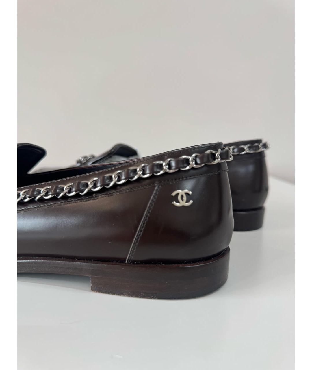 CHANEL Коричневые кожаные лоферы, фото 4