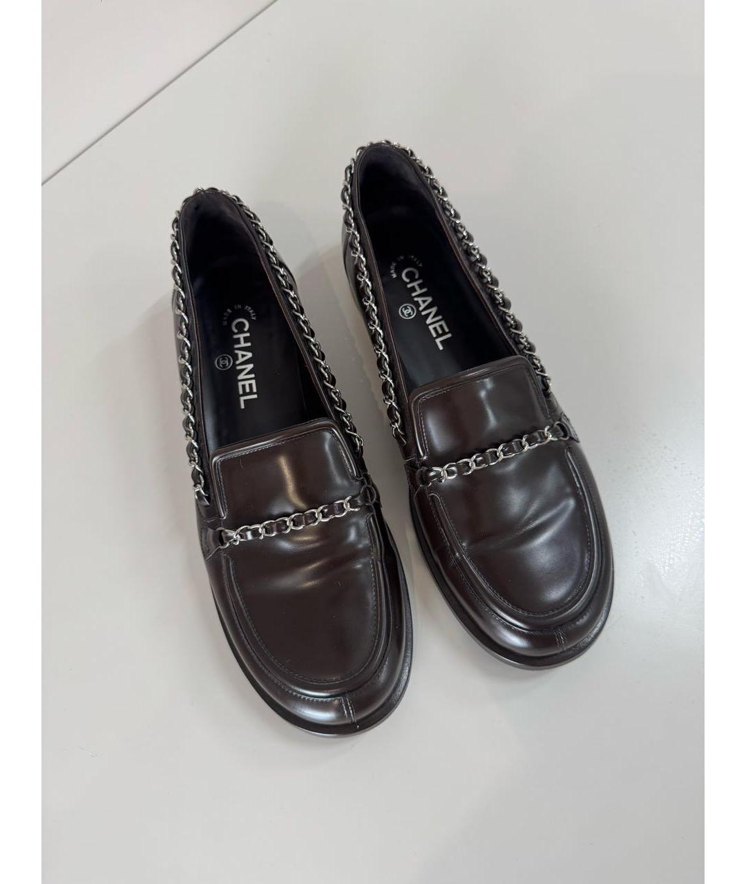 CHANEL Коричневые кожаные лоферы, фото 2