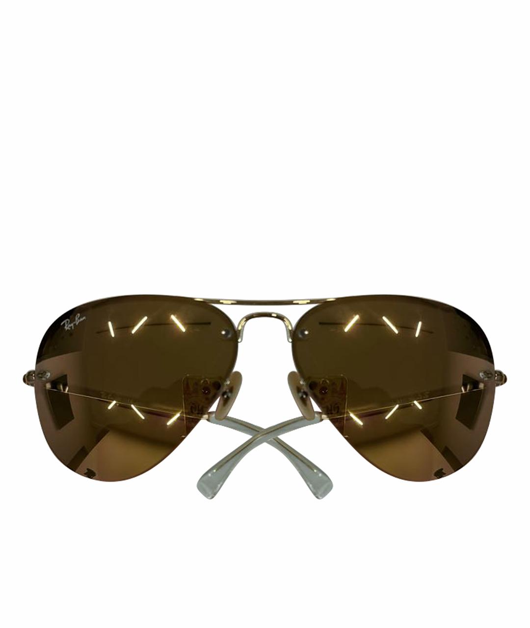 RAY BAN Золотые металлические солнцезащитные очки, фото 1