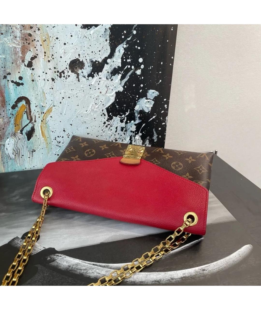LOUIS VUITTON Коричневая кожаная сумка через плечо, фото 8