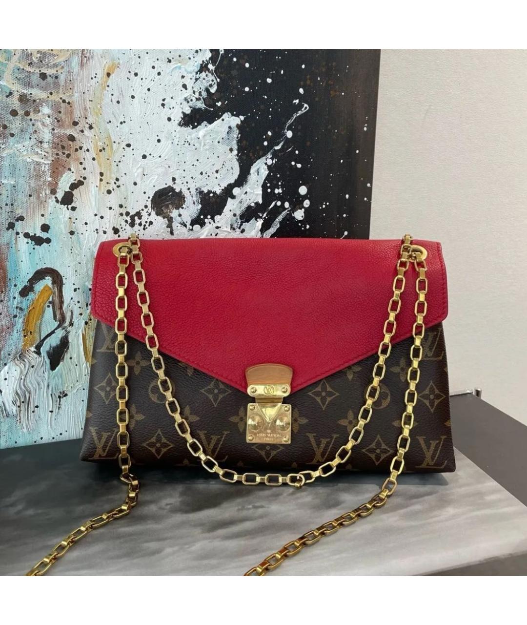 LOUIS VUITTON Коричневая кожаная сумка через плечо, фото 9