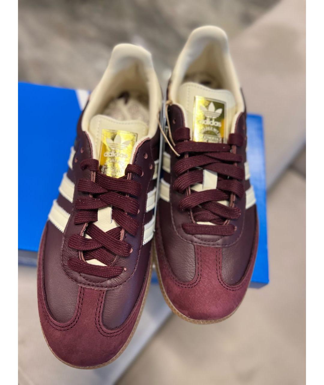 ADIDAS Бордовые кожаные кроссовки, фото 4