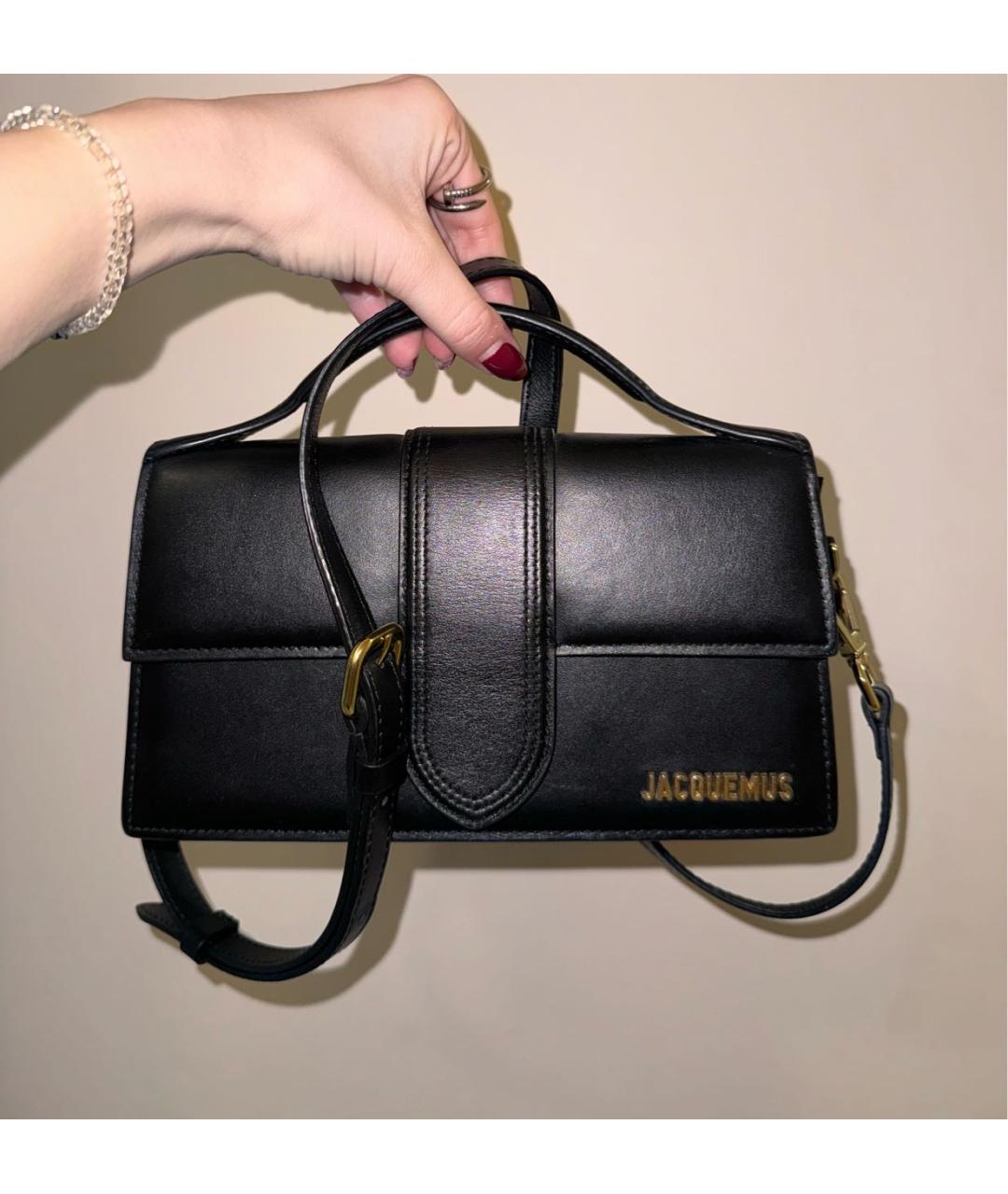 JACQUEMUS Черная кожаная сумка через плечо, фото 2