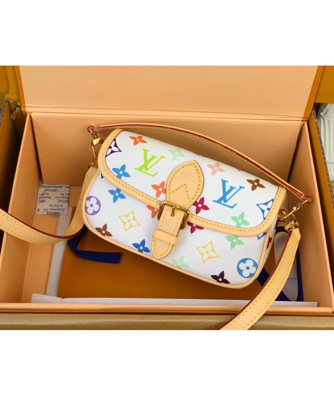 LOUIS VUITTON Белая кожаная сумка через плечо, фото 4