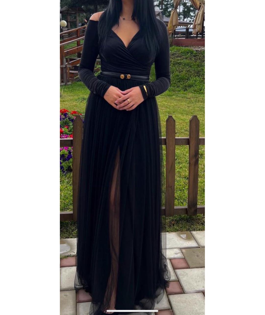 ELISABETTA FRANCHI Черное сетчатое вечернее платье, фото 7