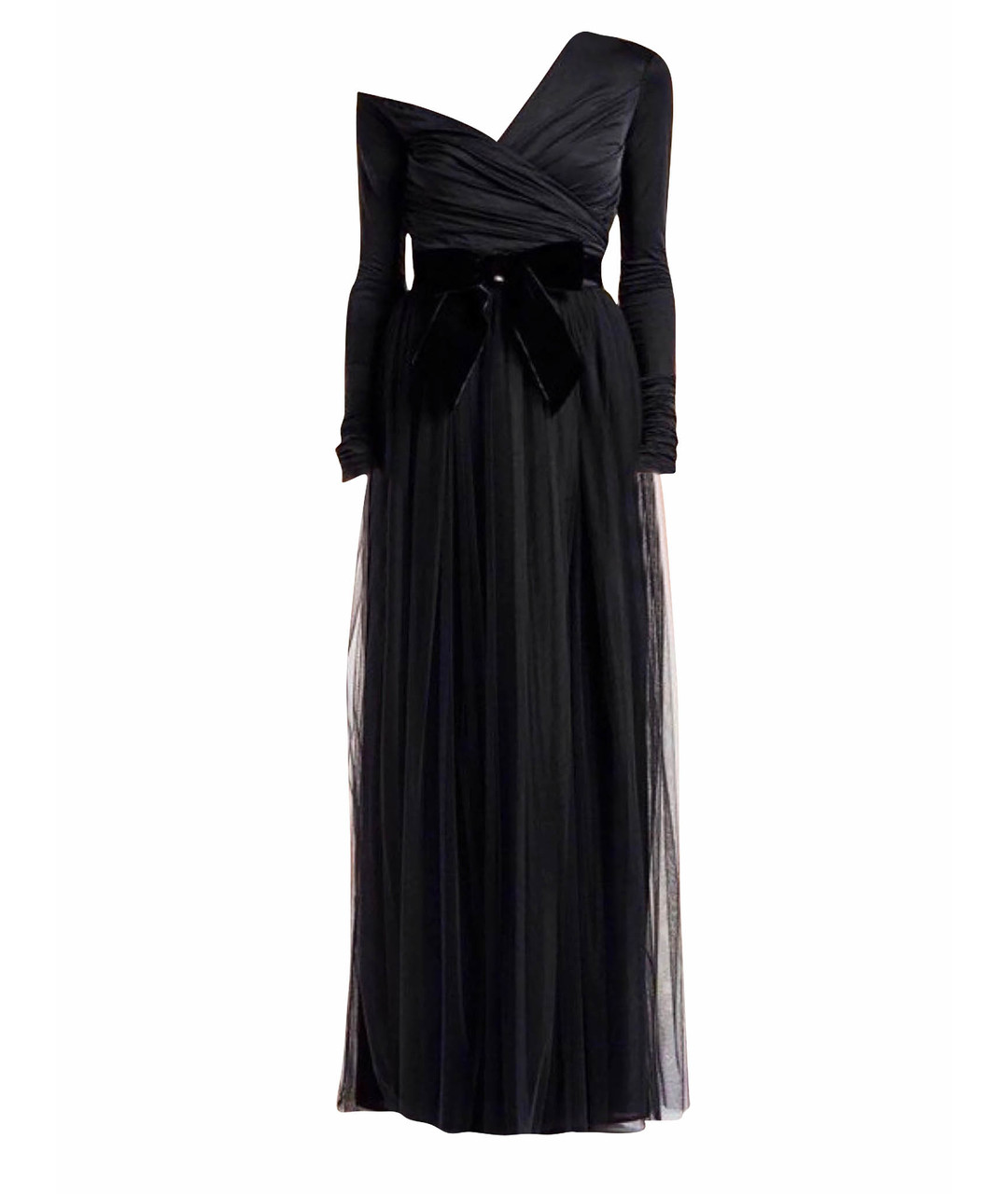 ELISABETTA FRANCHI Черное сетчатое вечернее платье, фото 1