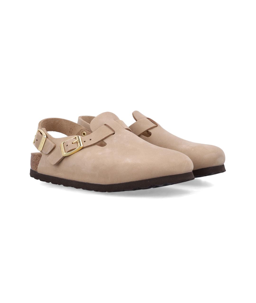 BIRKENSTOCK Бежевые замшевые сабо, фото 2