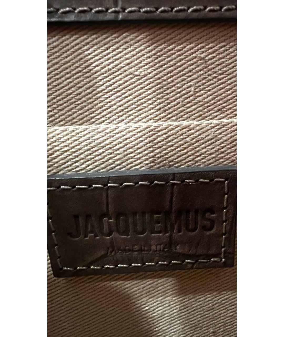 JACQUEMUS Коричневая кожаная сумка с короткими ручками, фото 6