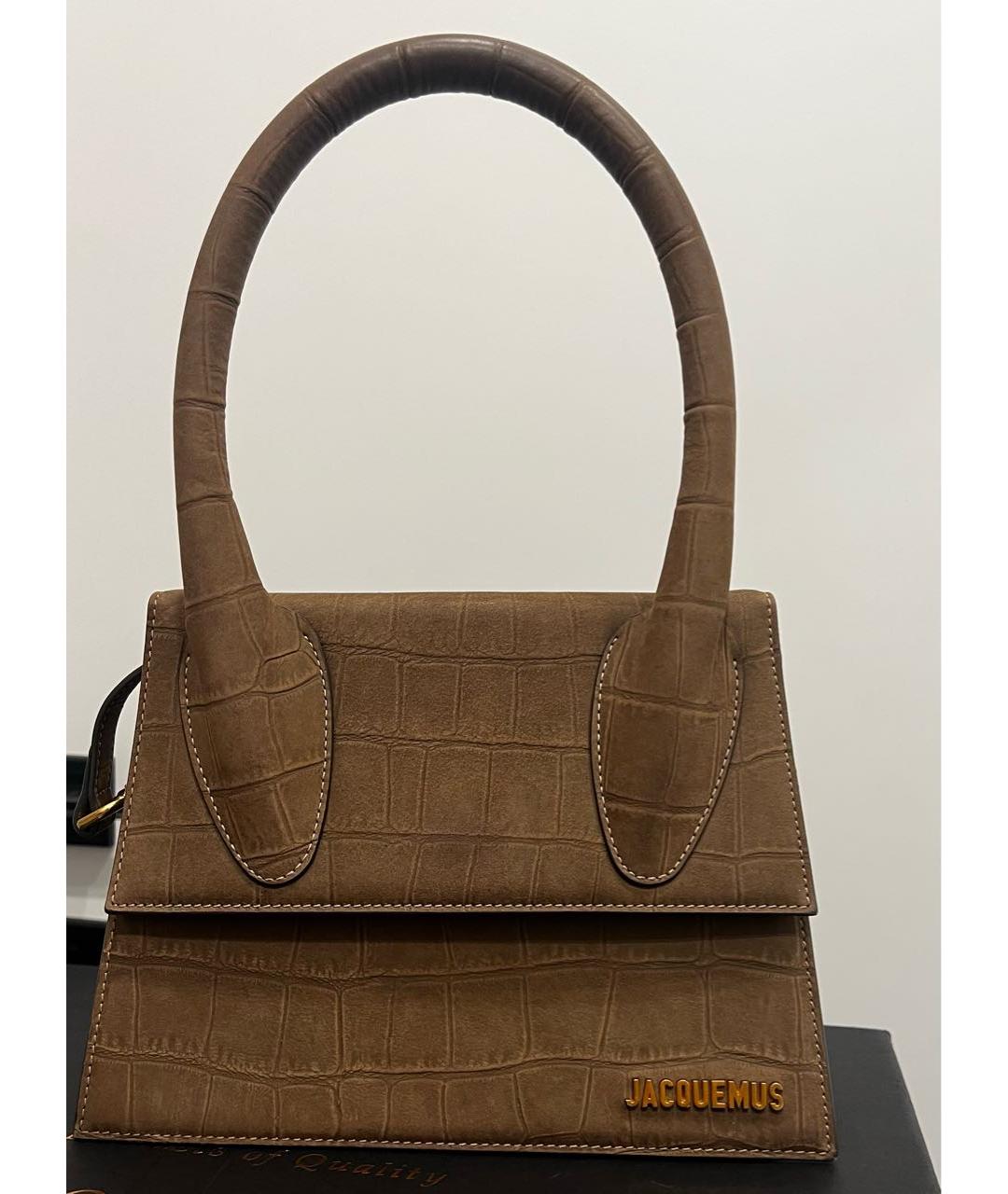 JACQUEMUS Коричневая кожаная сумка с короткими ручками, фото 9