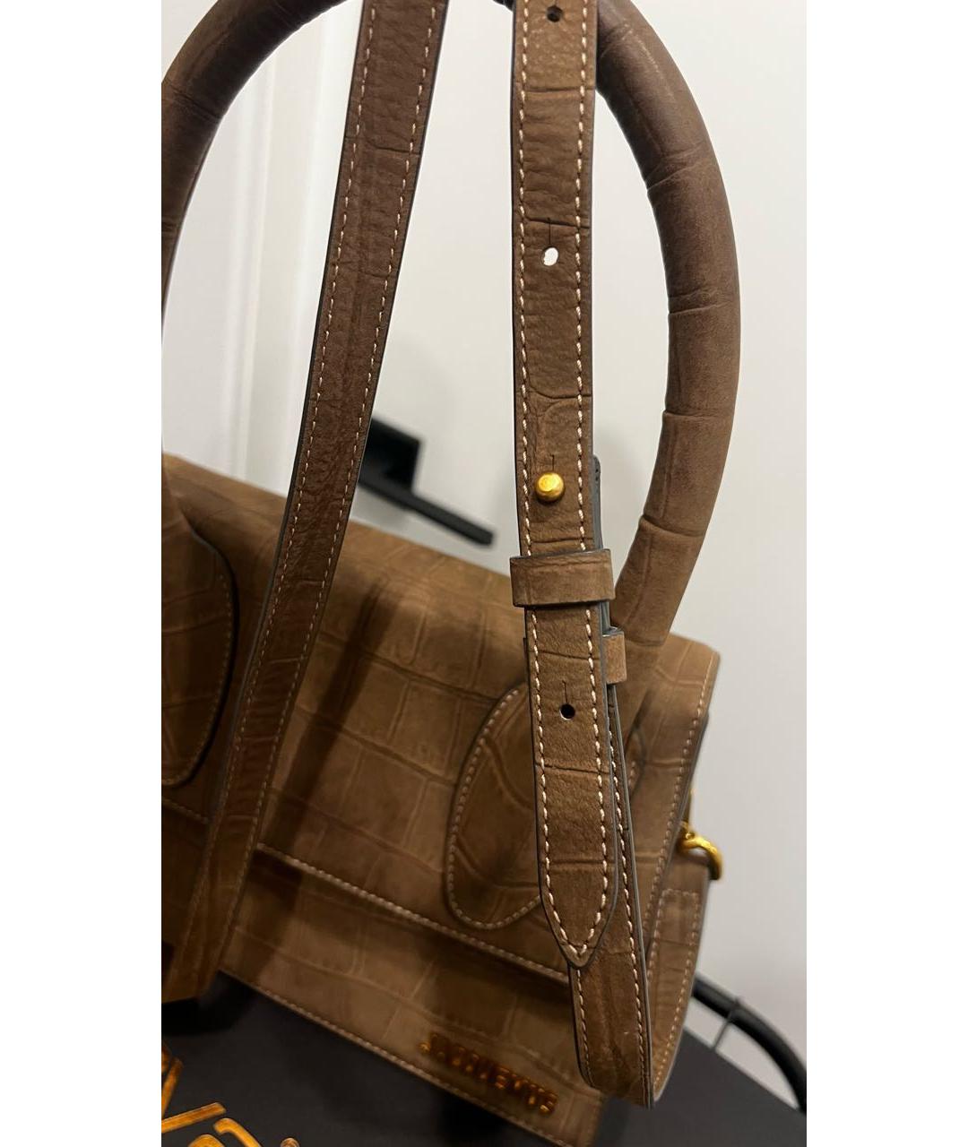 JACQUEMUS Коричневая кожаная сумка с короткими ручками, фото 8