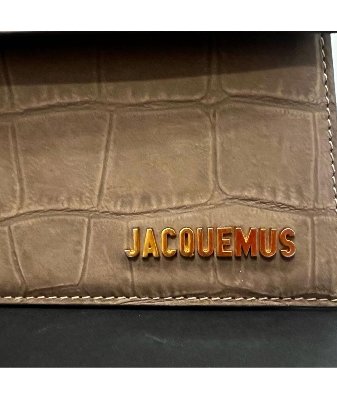 JACQUEMUS Коричневая кожаная сумка с короткими ручками, фото 3