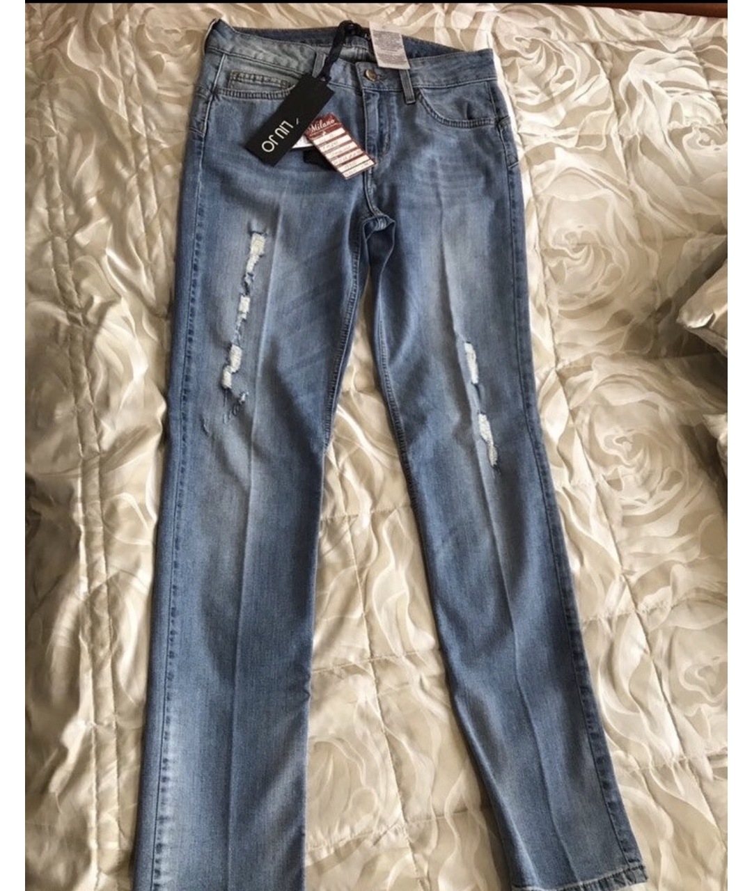 LIU JO Голубые хлопко-эластановые прямые джинсы, фото 5