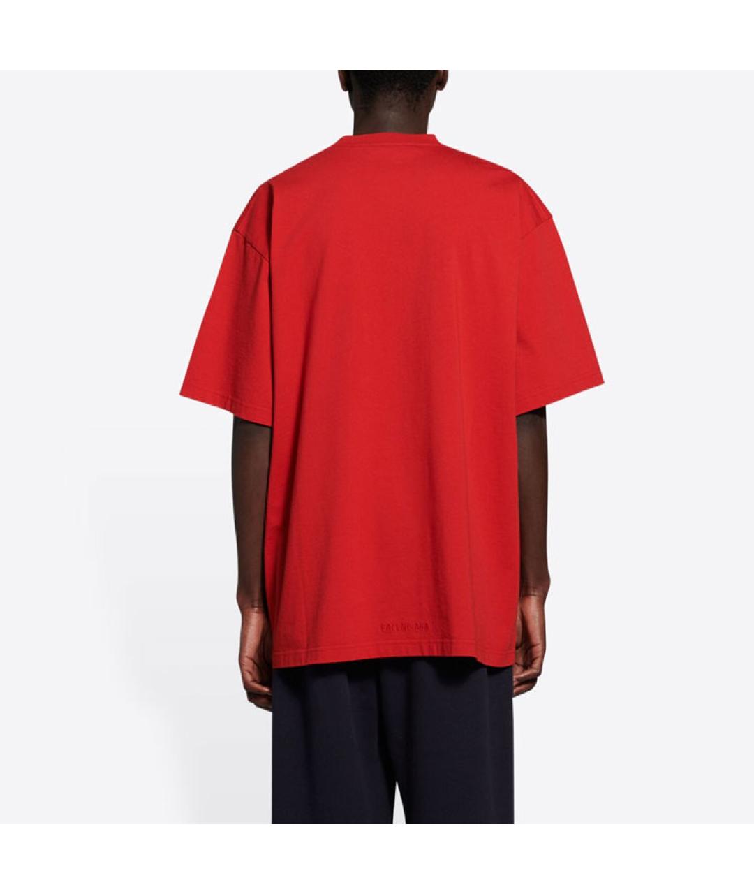 BALENCIAGA Красная хлопковая футболка, фото 4