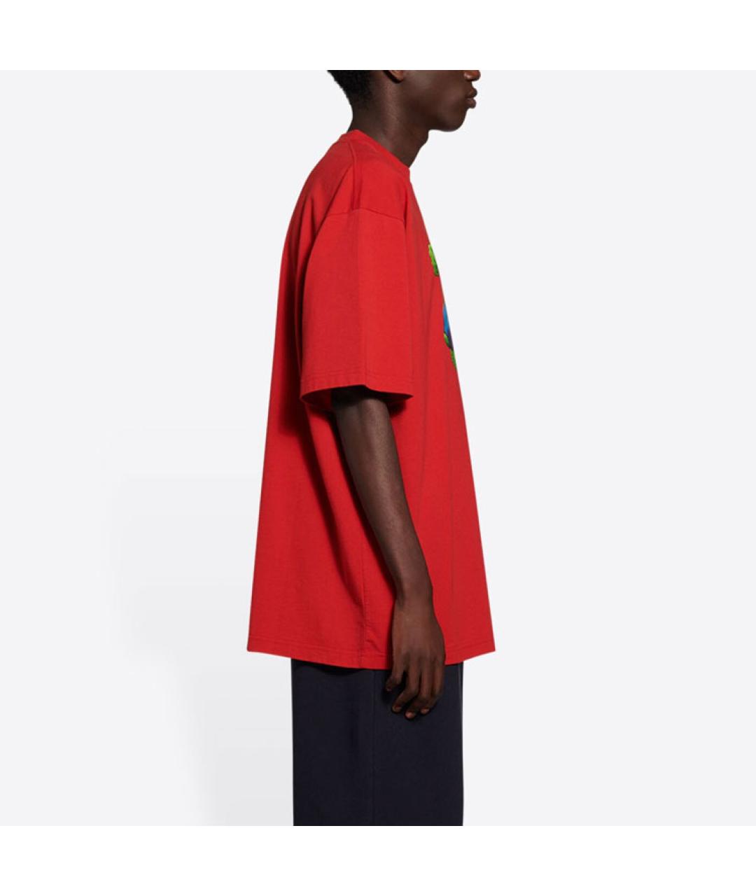BALENCIAGA Красная хлопковая футболка, фото 5