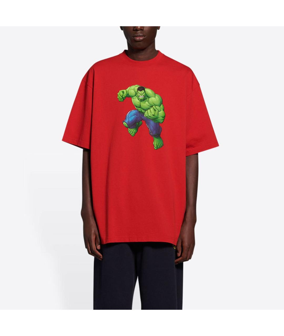 BALENCIAGA Красная хлопковая футболка, фото 3