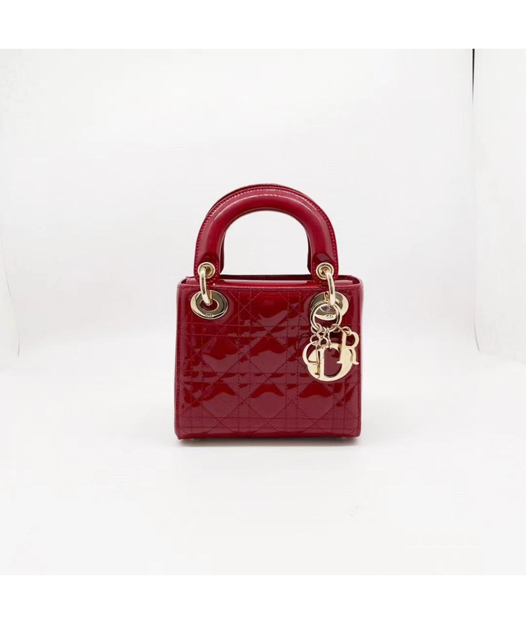 CHRISTIAN DIOR Красная сумка с короткими ручками из лакированной кожи, фото 9