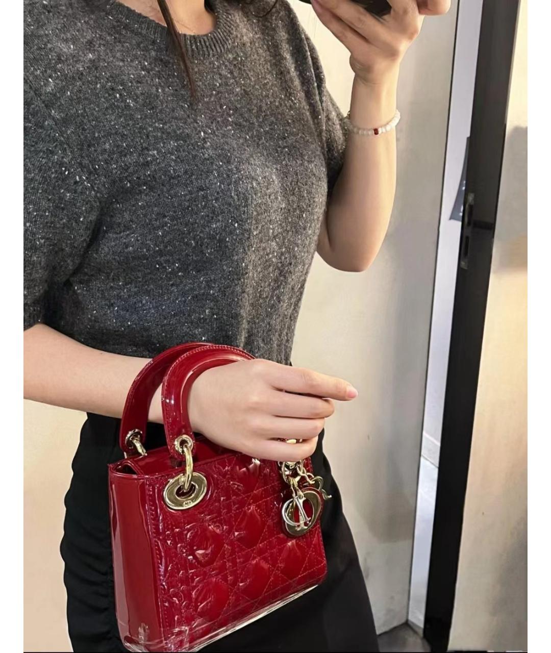 CHRISTIAN DIOR Красная сумка с короткими ручками из лакированной кожи, фото 7