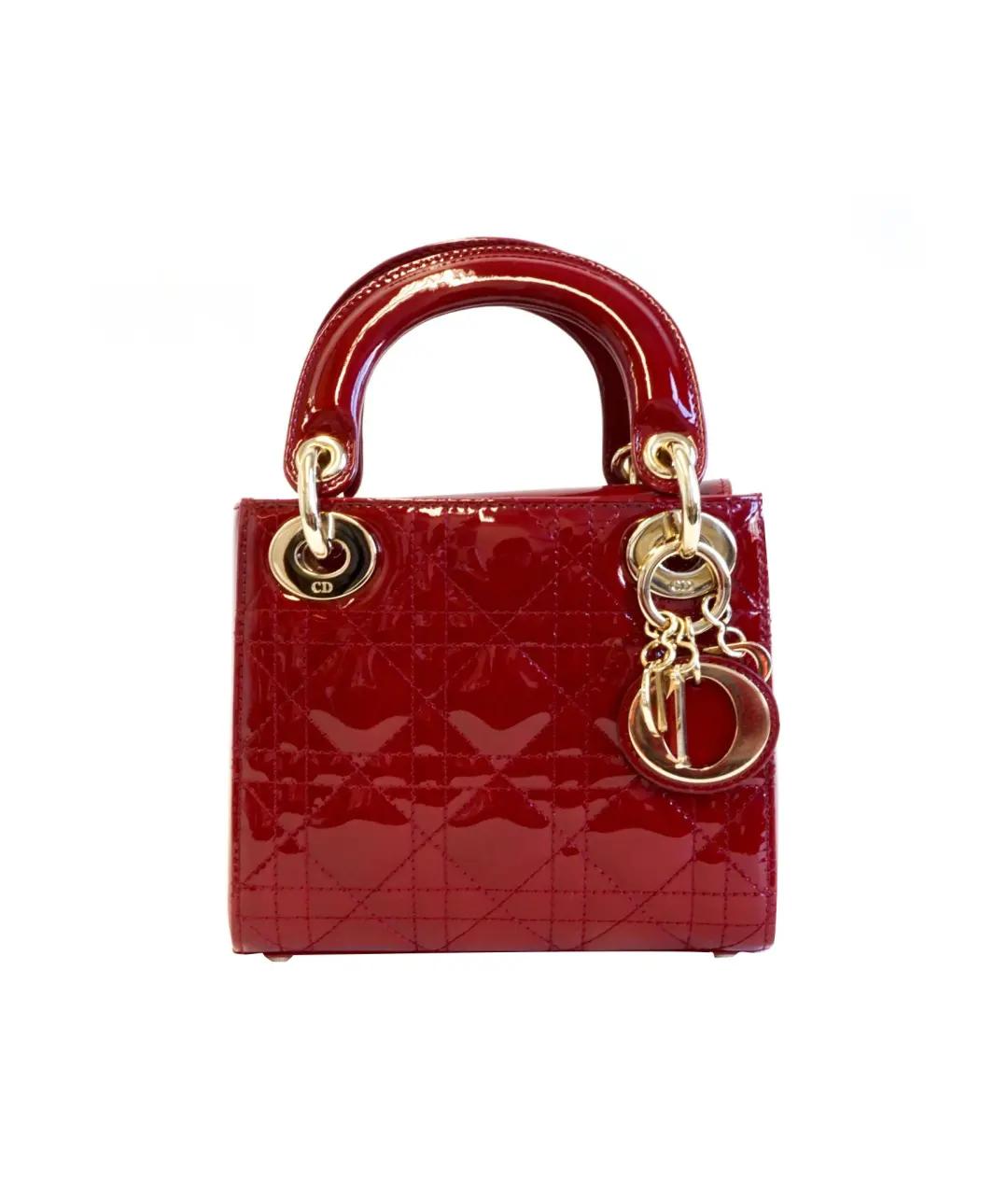 CHRISTIAN DIOR Красная сумка с короткими ручками из лакированной кожи, фото 1