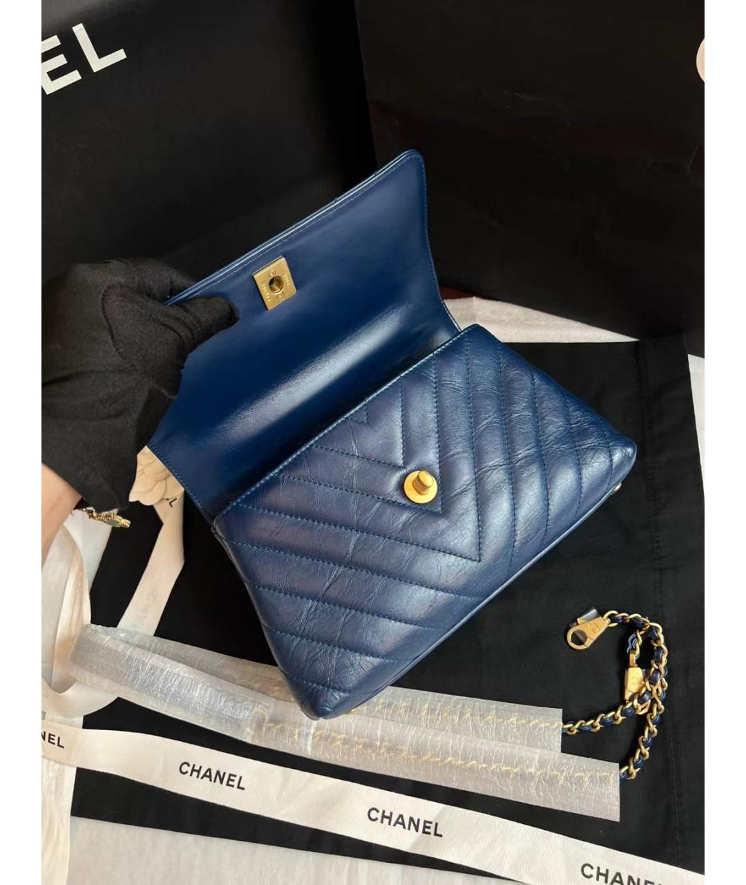 CHANEL Голубая кожаная сумка через плечо, фото 2