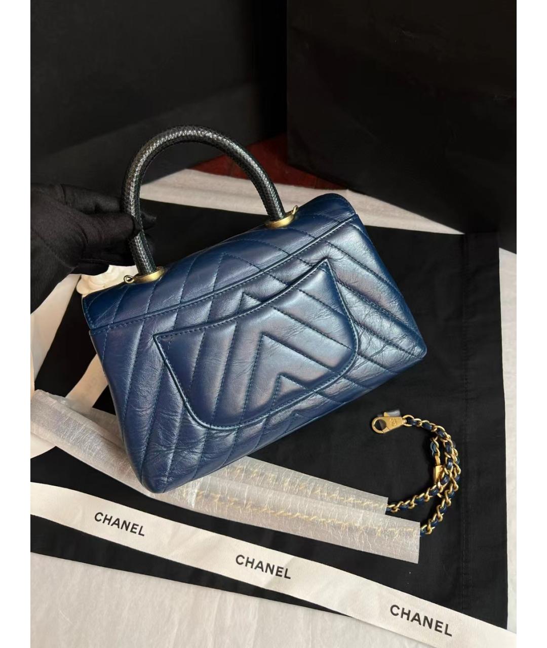 CHANEL Голубая кожаная сумка через плечо, фото 7