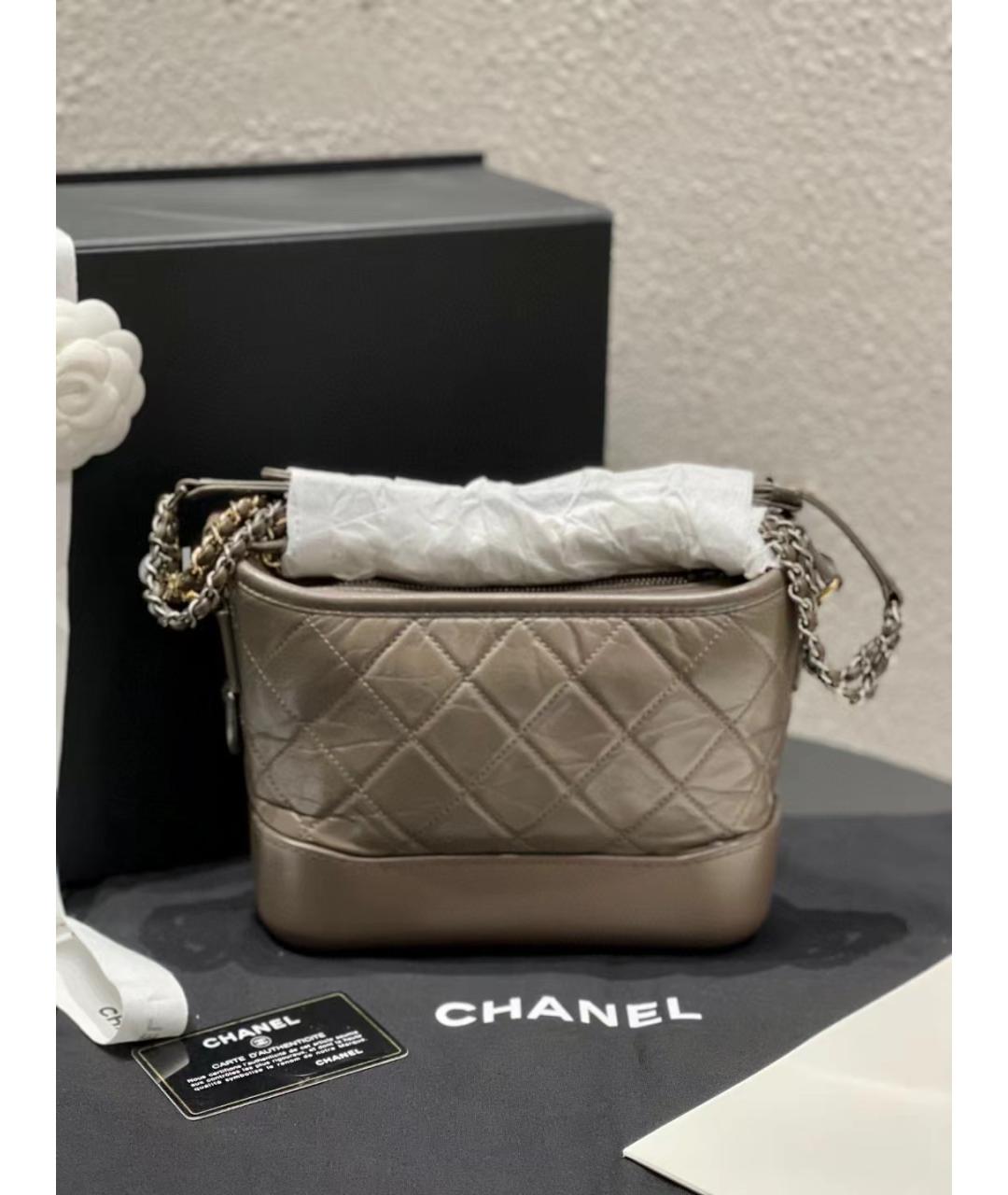 CHANEL Серая кожаная сумка через плечо, фото 3
