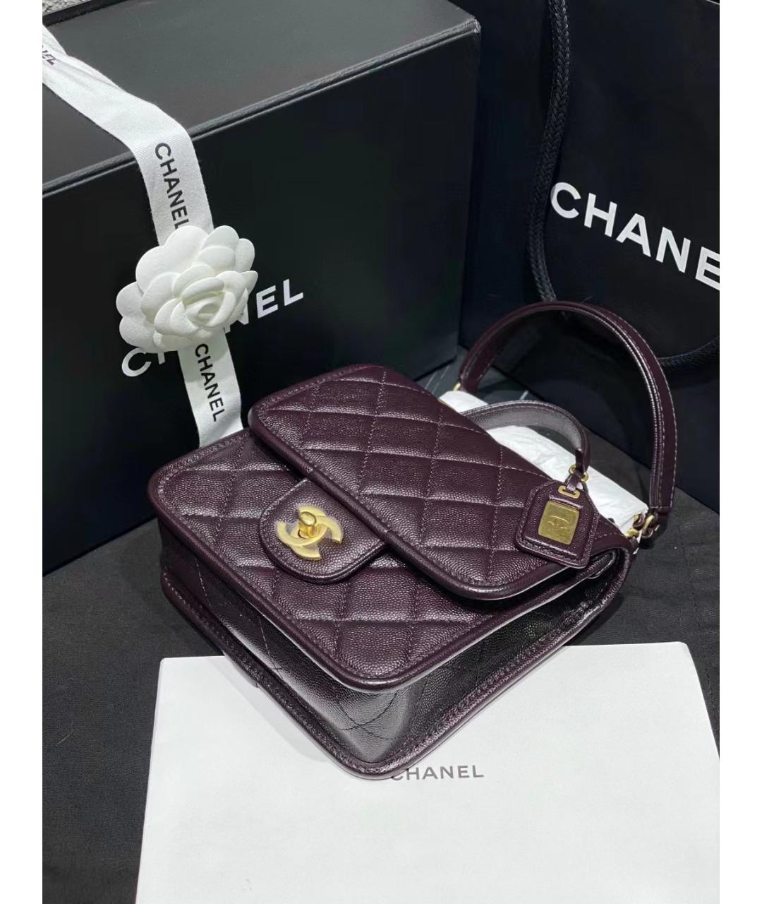 CHANEL Фуксия кожаная сумка через плечо, фото 3