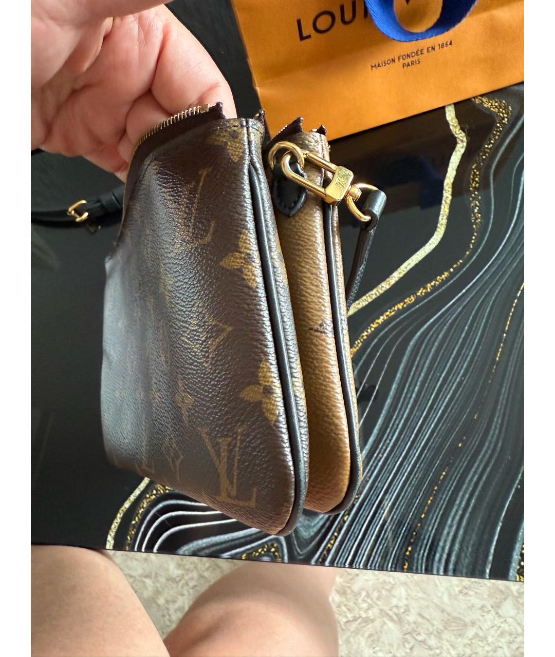 LOUIS VUITTON Коричневая кожаная сумка через плечо, фото 7