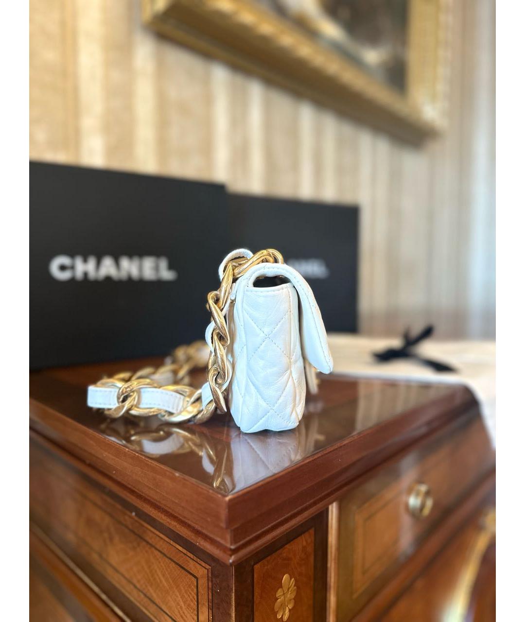 CHANEL Белая кожаная сумка через плечо, фото 6