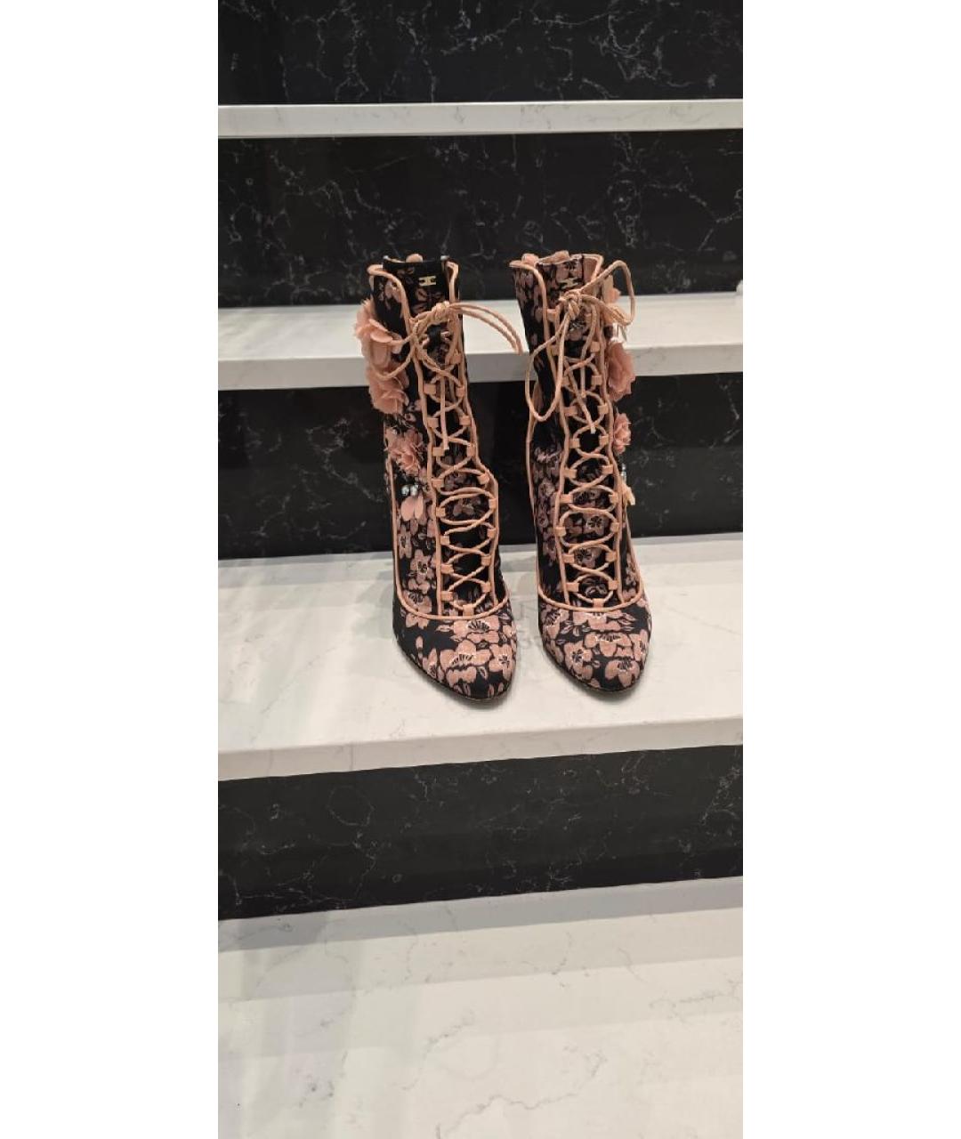 ELISABETTA FRANCHI Черные текстильные ботильоны, фото 3
