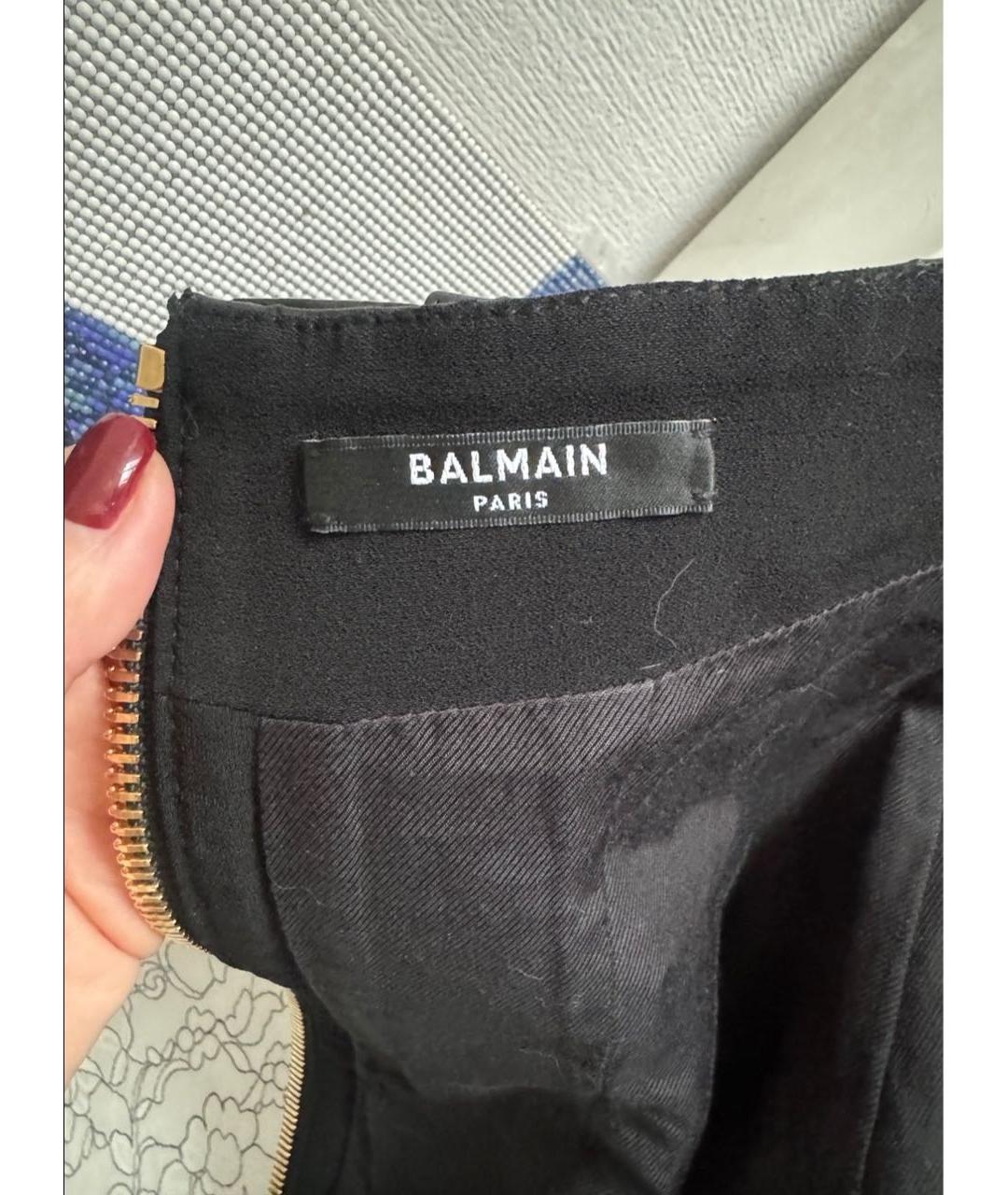 BALMAIN Черная кожаная юбка миди, фото 6