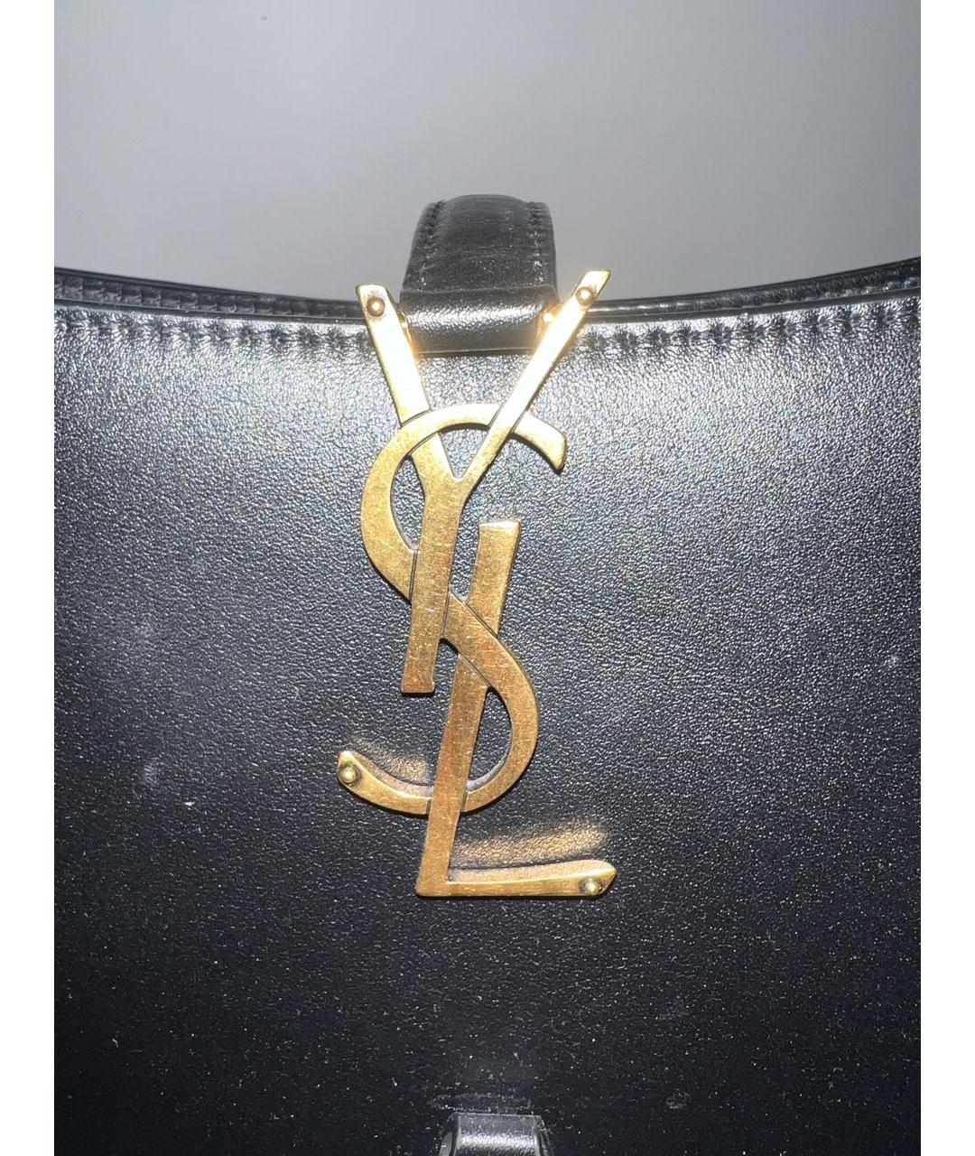SAINT LAURENT Черная кожаная сумка с короткими ручками, фото 4