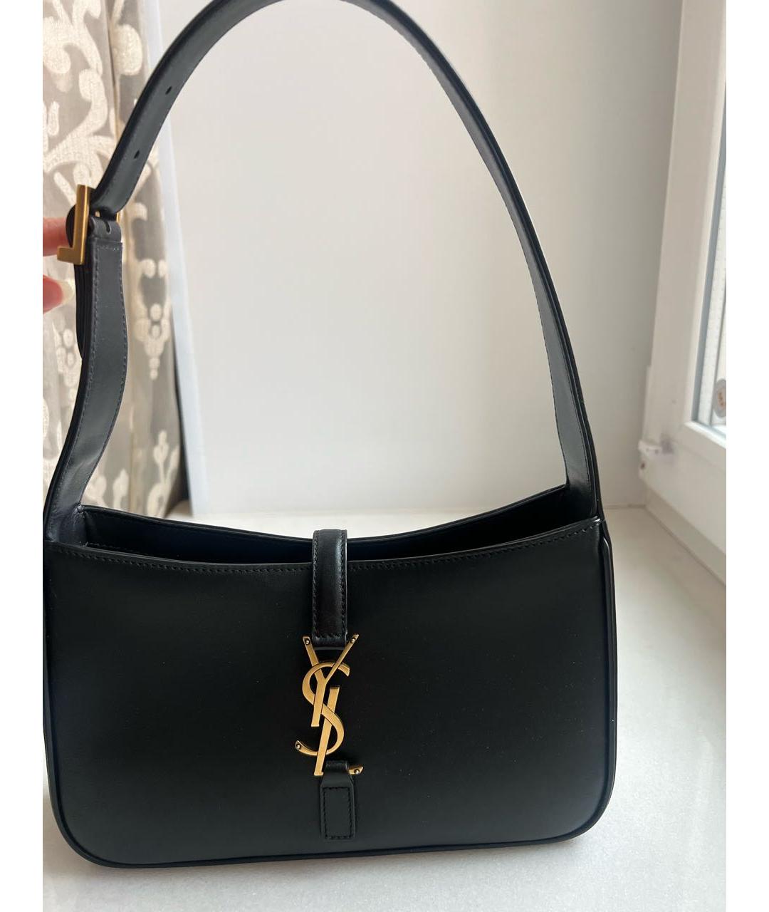 SAINT LAURENT Черная кожаная сумка с короткими ручками, фото 5